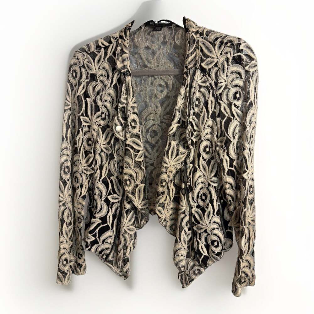 INC International Concepts Jacket Womens Sheer Lace Moto Whimsigoth PL Bust 38”
